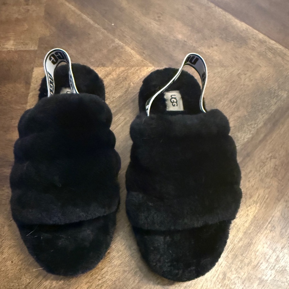 UGG Women's Black Plush Slippers